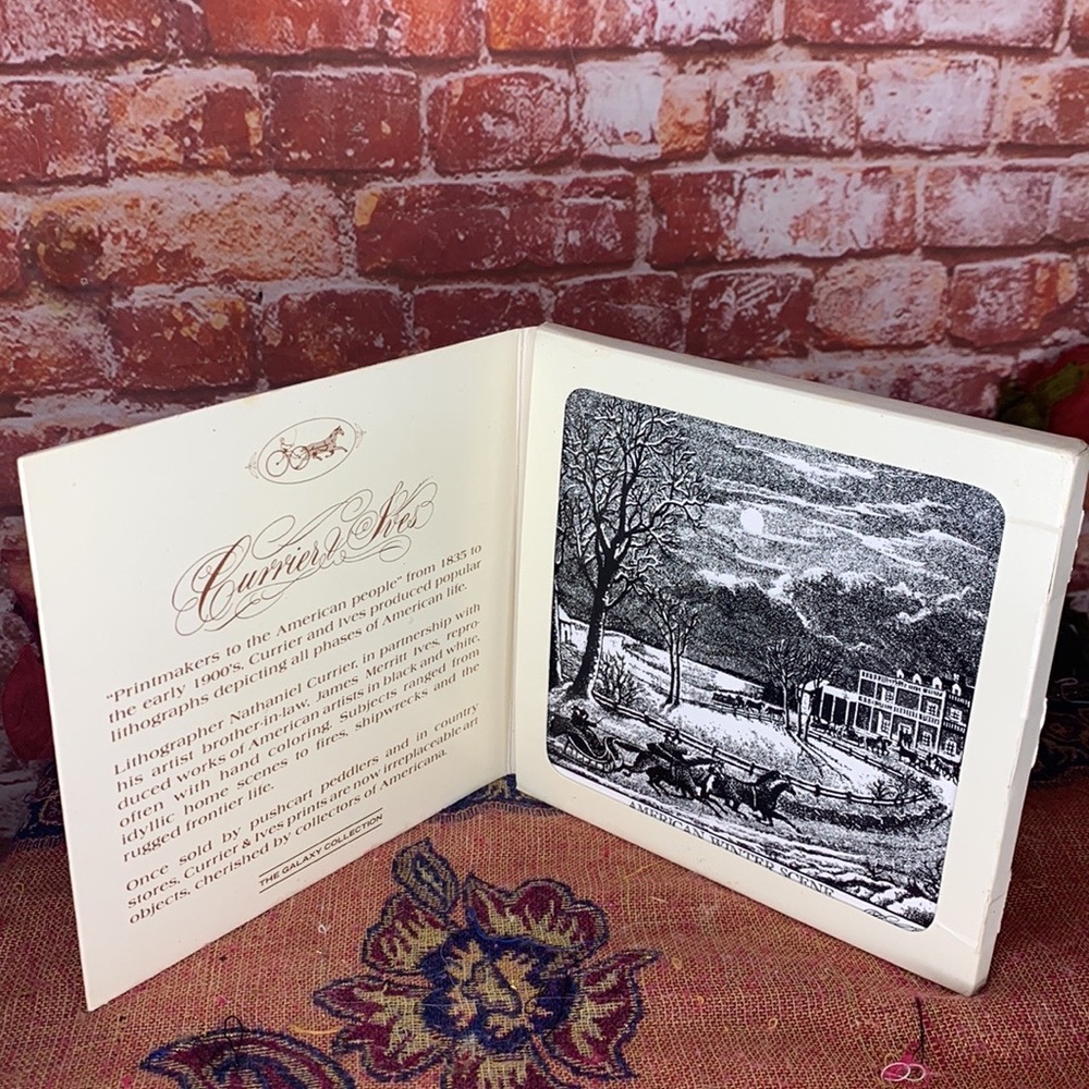 Vintage Currier & Ives American Winter Scene Collectible Ceramic Art Tile